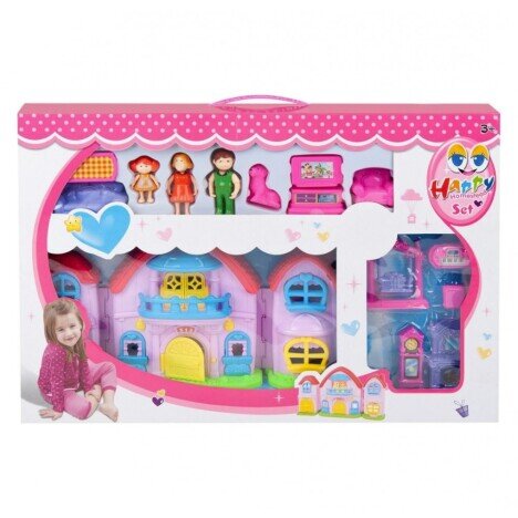 Set casa de papusi Happy Homestead, cu figurine si accesorii, multicolor, 58x8x38 cm